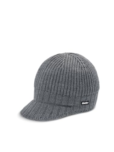 Eisbär Mütze Herren Paul 2.0 Cap Grau - Merino Wintermütze für Männer - mit Fleece für Schutz gegen Wind & Kälte - Strickmütze mit Schirm Cap mit Visor Haube aus Österreich von Eisbär