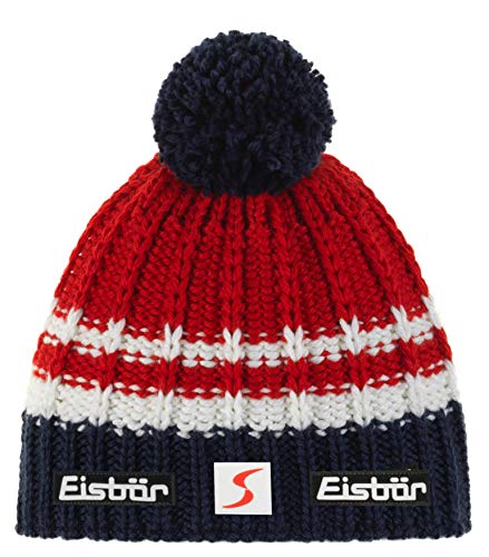 Eisbär Mütze - Kova Pompon Sport (dunkelblau/rot/Weiss) von Eisbär