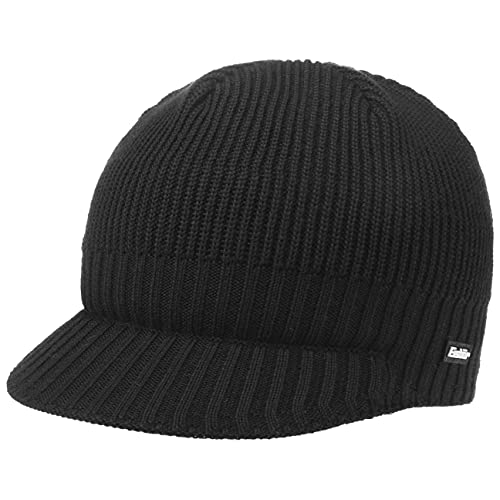 Eisbär Paulo Strick Cap Skimütze Strickmütze Beanie mit Schirm Wintermütze (One Size - schwarz) von Eisbär