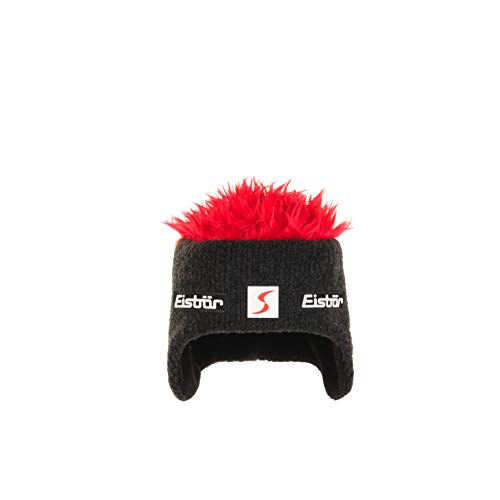 Eisbär Mütze Penny Kids Grau - Mütze mit Haaren (rot) Jungen & Mädchen - One Size - atmungsaktive warme Sportmütze mit Ohrschutz Kindermütze Haube weich warm aus Österreich von Eisbär