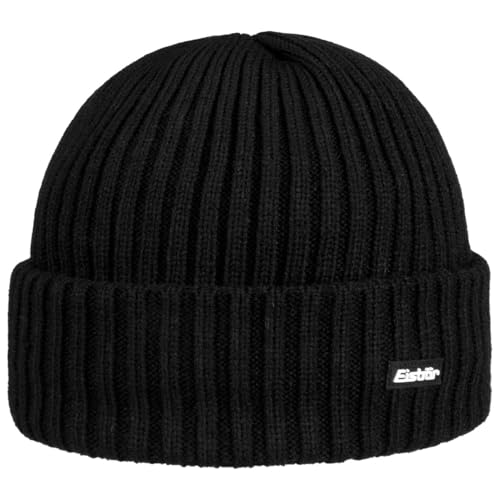 Eisbär RIPP Strickmütze Mütze Wintermütze Umschlagmütze Damen/Herren - Beanie mit Umschlag Winter Herbst-Winter - One Size schwarz von Eisbär