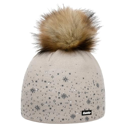 Eisbär Mütze Damen Rana Lux Crystal Pink - Merino Wintermütze für Frauen - mit Fleece schützt vor Kälte und Wind - Bommelmütze mit Kunstfell Strickmütze mit Pompon Swarovski Kristalle Haube von Eisbär