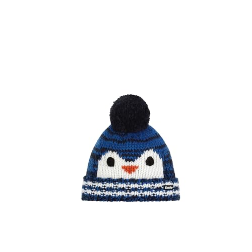 Eisbär Mütze Rico Pompon Kids Blau - niedliche Pinguin Wintermütze Jungen & Mädchen - 53 cm (5-6 Jahre) - warme kuschelige mit Fleece Futter Bommelmütze Strickmütze Pudelmütze Kindermütze von Eisbär