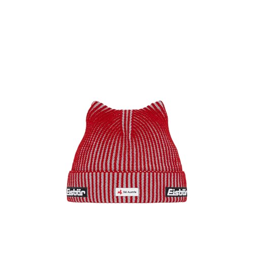 Eisbär Mütze Herren & Damen Sorra Ski Austria Rot - Merino Wintermütze Unisex mit Fleece schützt vor Kälte und Wind - Strickmütze warme Beanie atmungsaktiv Skimütze Haube mit Ohren aus Österreich von Eisbär