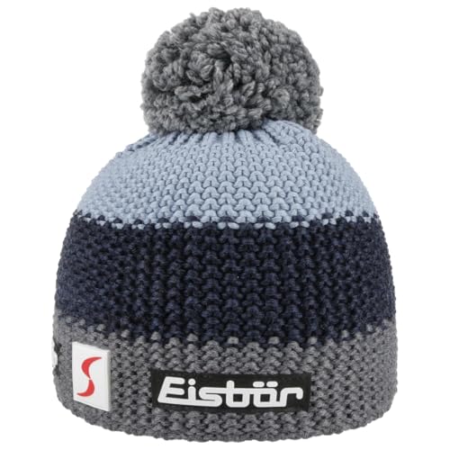 Eisbär Star Skipool Kids Beanie Strickmütze Kindermütze Skimütze Bommelmütze Kinder - Made in Austria mit Futter, Futter Winter Herbst-Winter - One Size grau von Eisbär