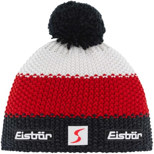 Eisbär Star Pompon Mütze SP Kids schwarzmeliert-ardea-White von Eisbär