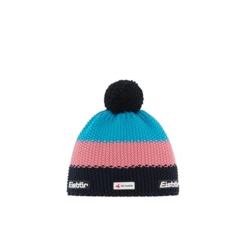 Eisbär Mütze Damen & Herren Star Pompon Ski Austria Mehrfarbig - Merino Wintermütze Unisex mit Fleece für Schutz gegen Wind & Kälte - Bommelmütze weiche warme Strickmütze Haube aus Österreich von Eisbär