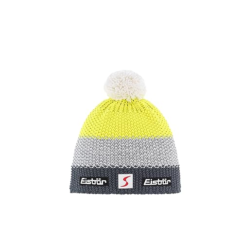Eisbär Star Pomponmütze Beanie Damen/Herren - Made in The EU Strickmütze Pudelmütze Bommelmütze mit Futter, Futter Herbst-Winter Winter - One Size Neongelb Eisbär Star Pomponmütze Beanie Damen/Herren - Made in The EU Strickmütze Pudelmütze Bommelmütze mit Futter, Futter Herbst-Winter Winter - One Size Neongelb von Eisbär