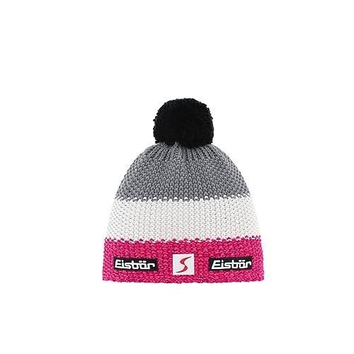 Eisbär Star Pomponmütze Beanie Damen/Herren - Made in The EU Strickmütze Pudelmütze Bommelmütze mit Futter, Futter Herbst-Winter Winter - One Size pink von Eisbär