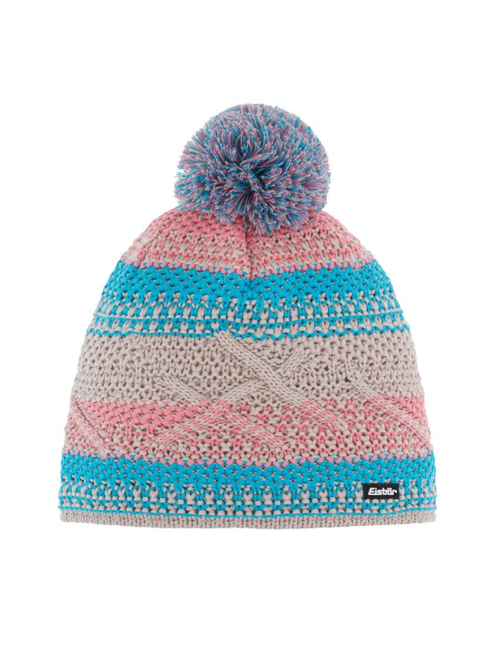 Eisbär Strickmütze Brock Pompon MÜ BRUSHED SILVER-MUGOAZUR-STRAWB von Eisbär