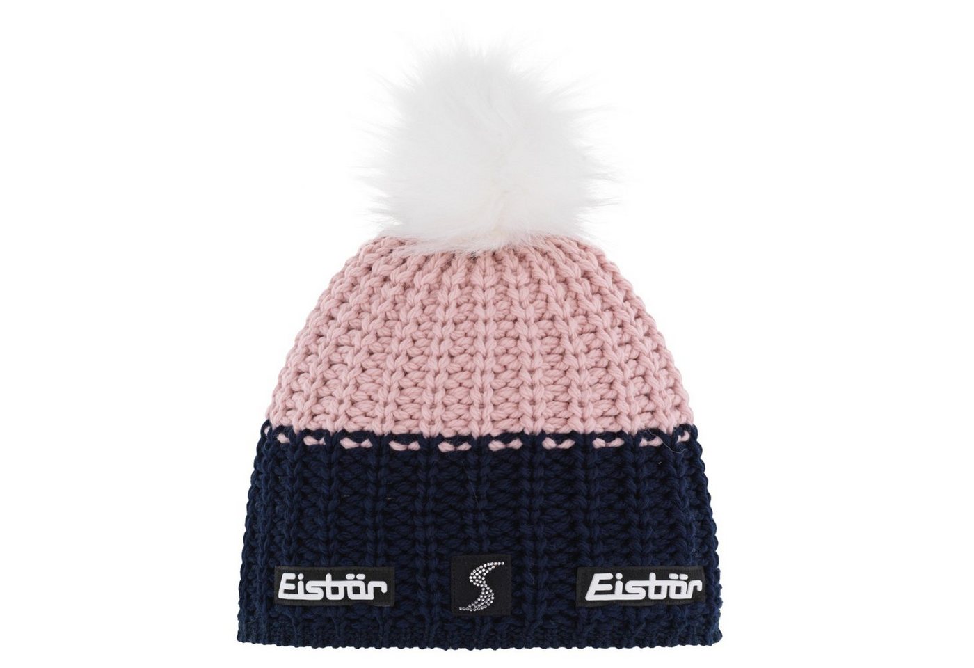 Eisbär Strickmütze Focus Lux Crystal MÜ SP Strickmütze für Damen mit Kunstfellbommel (Stück) von Eisbär