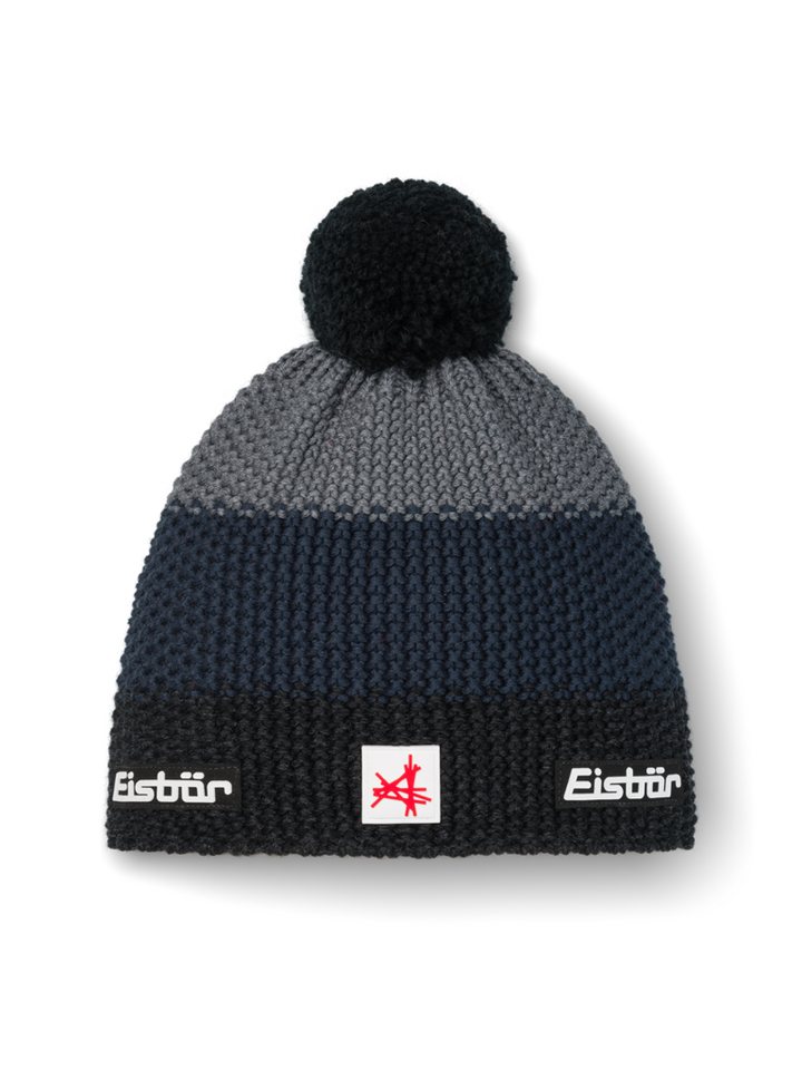 Eisbär Strickmütze STAR POMPON SA SCHWARZMEL-D.COBALT-ANTHRAZIT von Eisbär