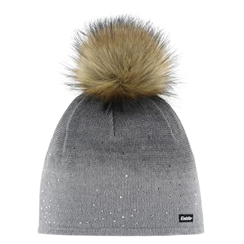 Eisbär Tiana Lux Crystal Mütze für Damen mit Bommel, Größe:Einheitsgröße, Farbe:Grau von Eisbär