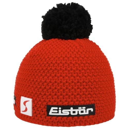 Eisbär Unisex Jamie Pompon Mü Sp Hellrot-Schwarz Beanie-Mtze, rot, One Size von Eisbär
