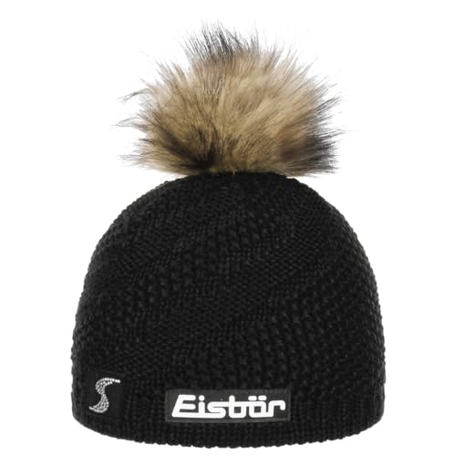 Eisbär Yva Lux Crystal SP Beanie Mütze Strickmütze Wintermütze Skimütze Damenmütze Damen/Herren - Made in Austria mit Futter, Futter Winter Herbst-Winter - One Size schwarz von Eisbär
