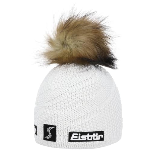 Eisbär Yva Lux Crystal SP Beanie Mütze Strickmütze Wintermütze Skimütze Damenmütze Damen/Herren - Made in Austria mit Futter, Futter Winter Herbst-Winter - One Size weiß von Eisbär