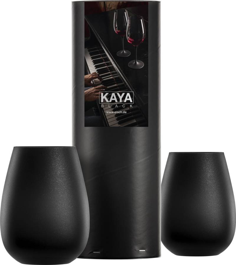 Eisch Germany Becher "KAYA BLACK", (Set, 2 tlg., 2 Becher im Geschenkkarton), in Handarbeit Schiefer- Glasur 550 ml, 2-teilig, Made in Germany von Eisch Germany