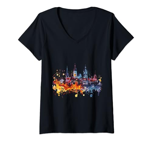 Damen Eisenach T-Shirt mit V-Ausschnitt Damen Eisenach T-Shirt mit V-Ausschnitt von Eisenach Skyline Germany