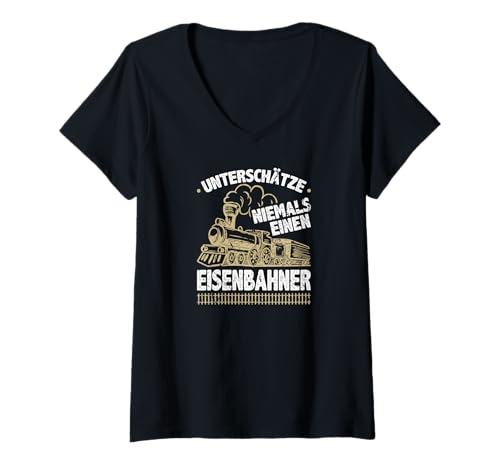 Damen Eisenbahner Spruch Modelleisenbahn Zug T-Shirt mit V-Ausschnitt Damen Eisenbahner Spruch Modelleisenbahn Zug T-Shirt mit V-Ausschnitt von Eisenbahn Bekleidung für Männer