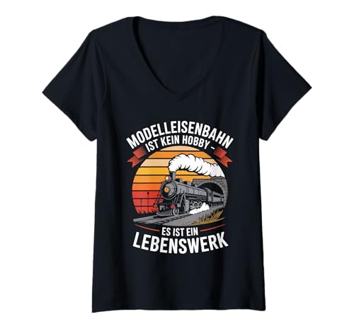 Damen Modelleisenbahn Ist Kein Hobby Es Ist EIN Lebenswerk T-Shirt mit V-Ausschnitt Damen Modelleisenbahn Ist Kein Hobby Es Ist EIN Lebenswerk T-Shirt mit V-Ausschnitt von Eisenbahn Enthusiasten Leidenschaft