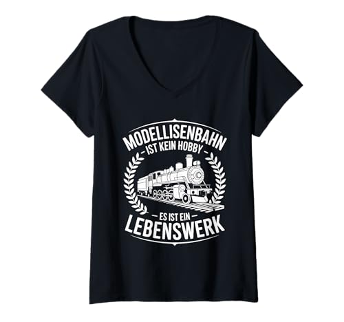 Damen Modelleisenbahn Ist Kein Hobby Es Ist EIN Lebenswerk T-Shirt mit V-Ausschnitt Damen Modelleisenbahn Ist Kein Hobby Es Ist EIN Lebenswerk T-Shirt mit V-Ausschnitt von Eisenbahn Enthusiasten Leidenschaft
