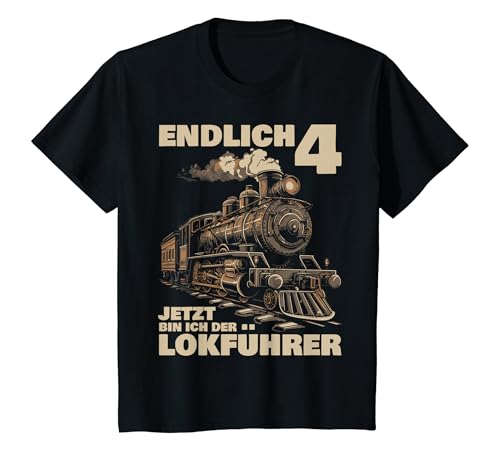 Kinder 4. Geburtstag Eisenbahn Shirt | Zug Lokomotive Lokführer T-Shirt von Eisenbahn Geburtstag Shirts Für Kinder | kirolino