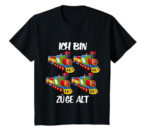 Ich bin 4 Züge alt Jungen & Mädchen 4. Geburtstag Zug T-Shirt von Eisenbahn Geschenke für Kinder zum Geburtstag