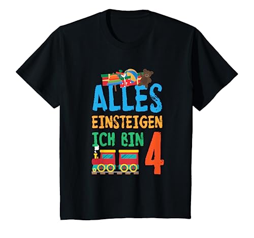 Kinder Geburtstag 4. Eisenbahn Lok 4 Jahre Kind Junge Zug Geschenk T-Shirt von Eisenbahn Junge & Kindergeburtstag Geschenkidee