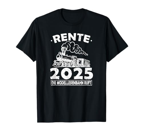 Eisenbahn Motive Männer Renteneintritt Rente 2025 Modellbahn Zug T-Shirt Schwarz Klein EU S Crew Neck Klassisch von Eisenbahn Motive Männer Renteneintritt