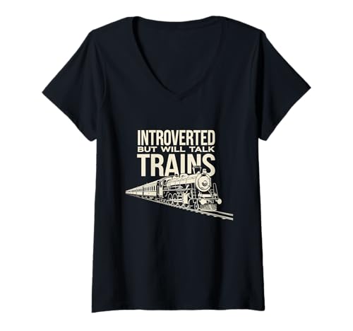 Damen Eisenbahnarbeiter Zugliebhaber Lustiger Eisenbahnzug T-Shirt mit V-Ausschnitt von Eisenbahn Outfit Männer & Frauen