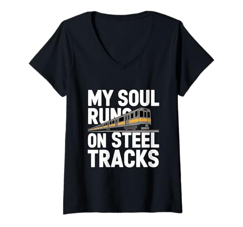 Damen Lustige Choo Choo Life Railfan Railroad Worker T-Shirt mit V-Ausschnitt von Eisenbahn Outfit Männer & Frauen