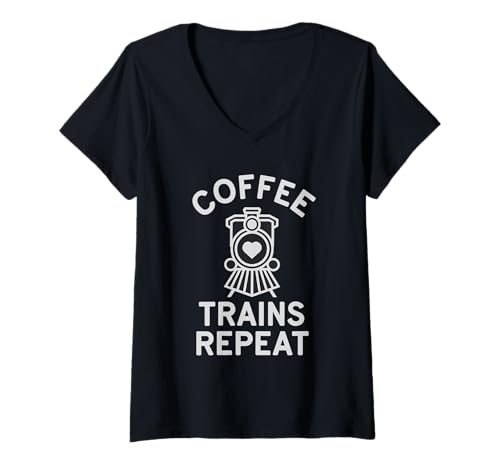 Damen Railroad Worker Funny Railroad Fan I Love Trains T-Shirt mit V-Ausschnitt von Eisenbahn Outfit Männer & Frauen