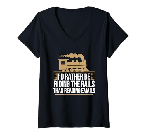 Damen Zugingenieur Life Railroad Worker Railfans T-Shirt mit V-Ausschnitt von Eisenbahn Outfit Männer & Frauen