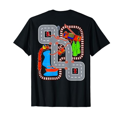 Feuerwehr Spielteppich Rücken Massage T-Shirt von Eisenbahn & Auto Spielteppich Straße