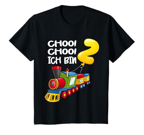 Choo Choo Ich Bin 2 Jahre alt Zug Jungen 2. Geburtstag Lok T-Shirt von Eisenbahn & Lokomotive für Kinder mit Luftballon