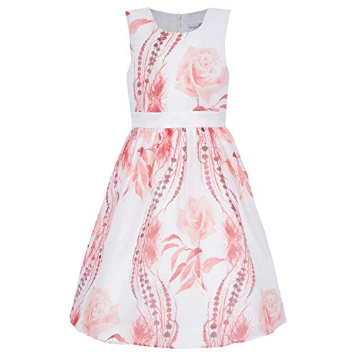 Eisend - Mädchen Festmode festliches Kleid Kurzarm Rosen weiß/lachs -504108 -Größe: 134 von Eisend
