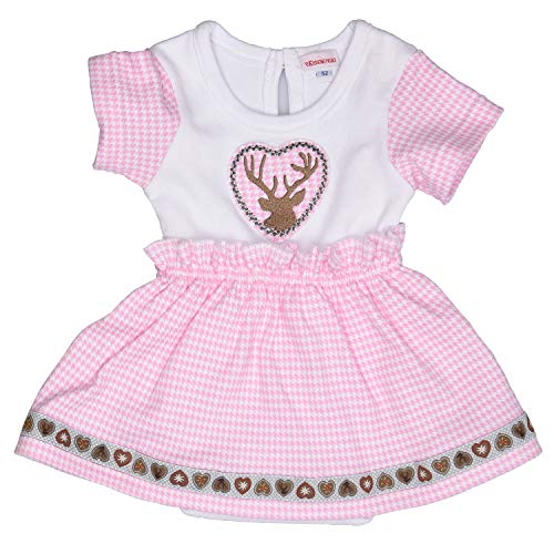 Eisenherz Babybody in Dirndl-Look Body mit Hirsch Stickerei für Mädchen, rosa/weiß, in Größe 92 von P.Eisenherz