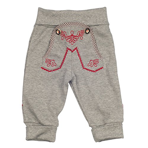 Eisenherz Babyhose Jogginghose in grau für Bub und Mädchen mit schönen Stickereien elastischem Bund - süßer Trachtenlook in Größe 74-80 von Eisenherz