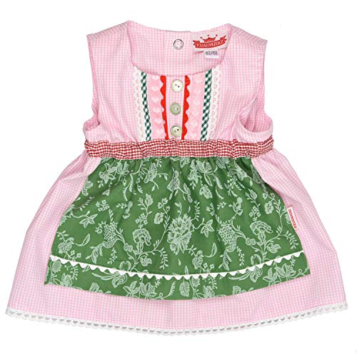 Eisenherz Mädchen Trachtenkleid Dirndl Baby Tracht mit angenähter Schürze rosa/grün in Größe 98/104 von Eisenherz