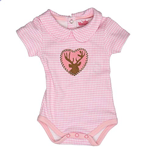 Eisenherz Trachten Babybody - Body Kurzarm mit Kragen, mit Hirschaplikation für Mädchen in rosa - EIN tolles Geschenk, in Größe 80 von Eisenherz