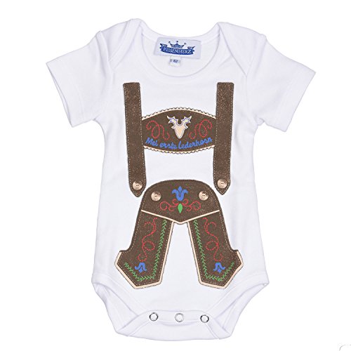 P.Eisenherz Trachten Babybody - MEI ERSTE LEDERHOSN - Lederhose Kurzarmbody für Jungen - EIN tolles Geschenk in Größe 86 von P.Eisenherz