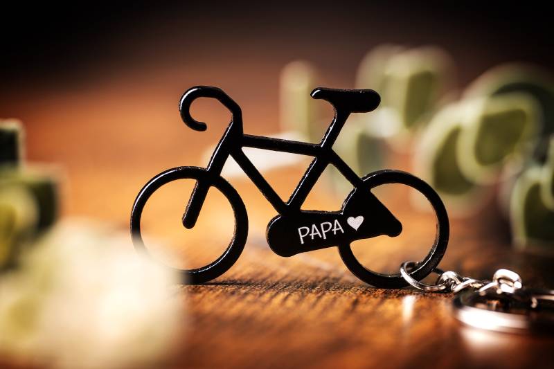 Schlüsselanhänger Schwarz Aus Aluminium in Fahrrad-Form von EisenwaldManufaktur