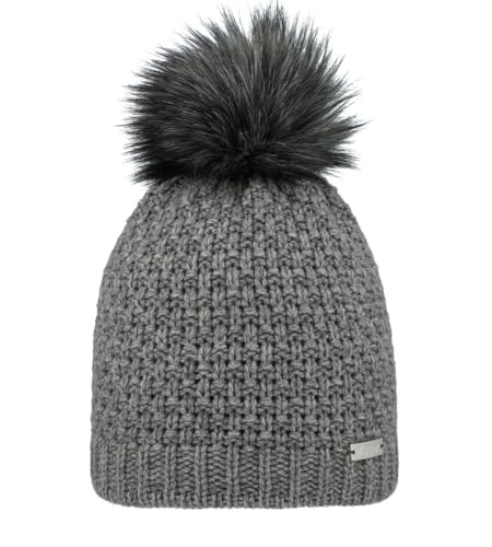 Eisglut Strickmütze Mit Kunstfellbommel Lilottal Made In Germany, Grau Mel., Einheitsgröße EU von Eisglut