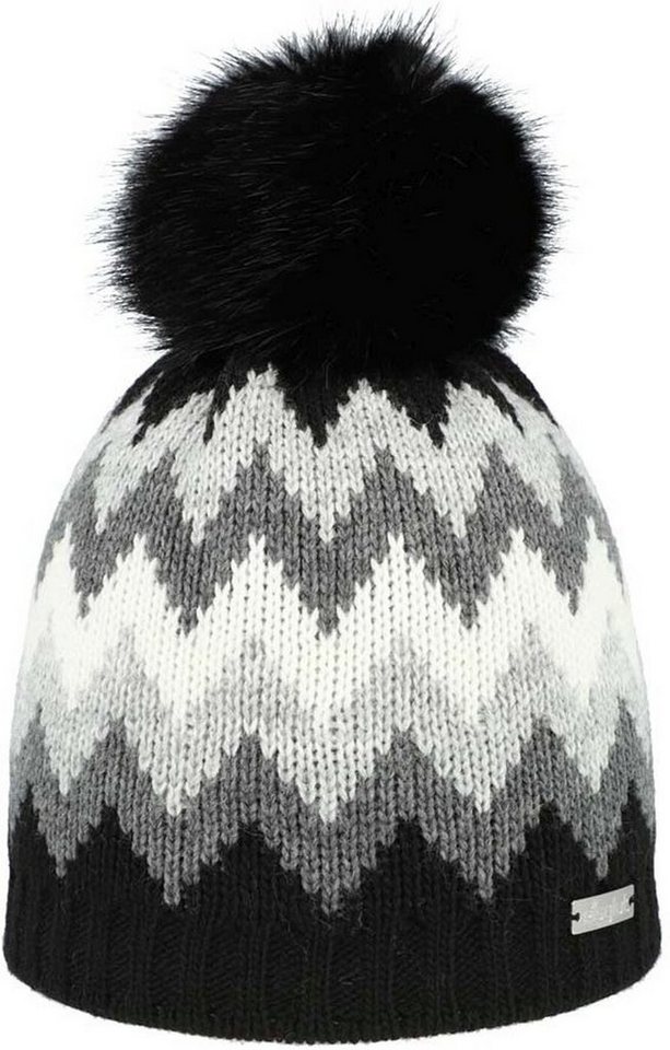 Eisglut Strickmütze Lindal Strickmütze mit Bommel Innenband schwarz/grau-meliert von Eisglut