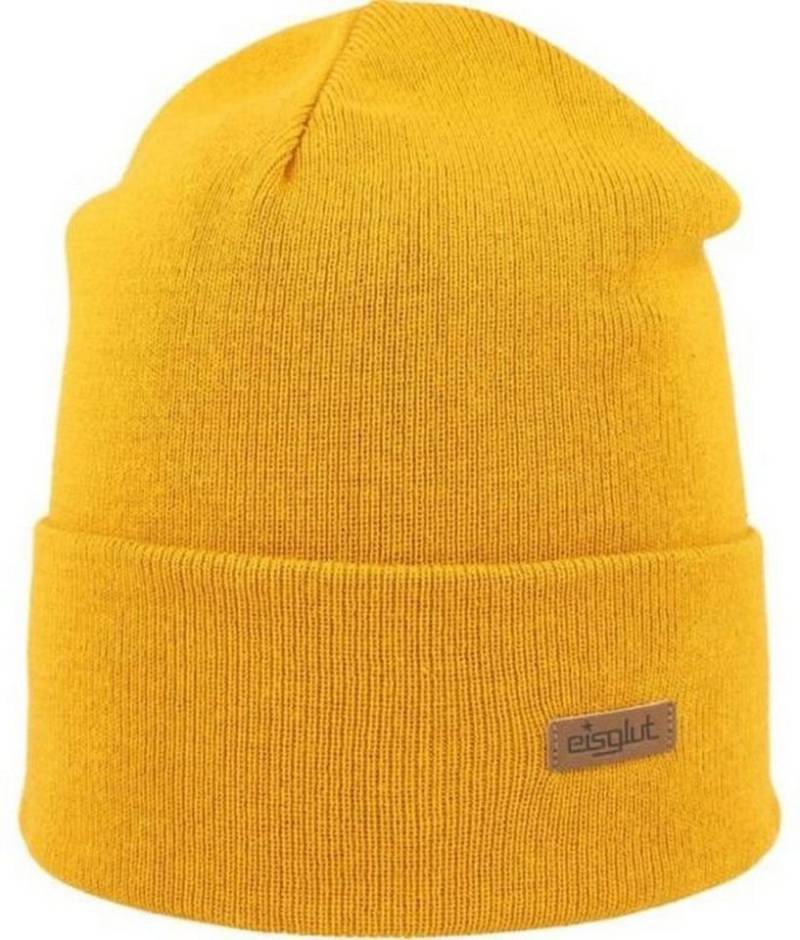 Eisglut Strickmütze Tonio Cotton Strickmütze hoher Umschlag ocker-gelb von Eisglut
