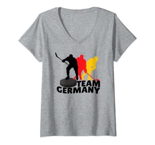 Damen Eishockey Deutschland Trikot T-Shirt mit V-Ausschnitt von Eishockey Deutschland Trikot