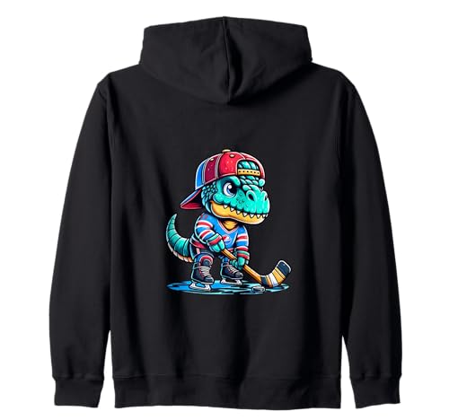 Eishockey Dino Lustiger Sport T Rex Kinder Kapuzenjacke von Eishockey Dino Cooles Sportmotiv Kinderfans