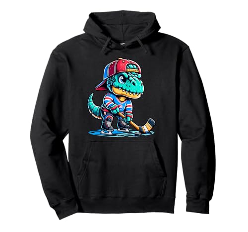 Eishockey Dino Lustiger Sport T Rex Kinder Pullover Hoodie von Eishockey Dino Cooles Sportmotiv Kinderfans