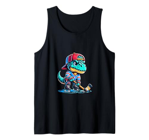 Eishockey Dino Lustiger Sport T Rex Kinder Tank Top von Eishockey Dino Cooles Sportmotiv Kinderfans