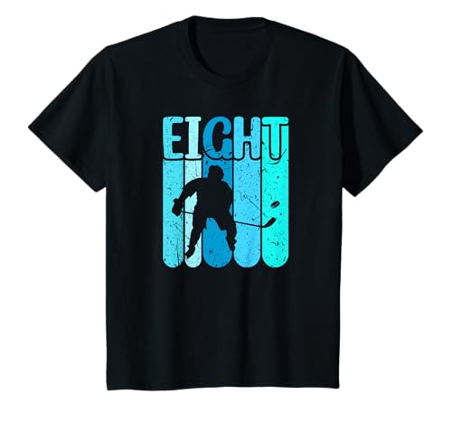 Kinder Eishockeyspieler 8. Geburtstag Jungen Eishockey T-Shirt von Eishockey Geburtstag Party Thema 8 Jahre alt